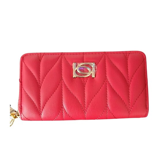 Bebe Quilted Red Zip Wallet & Card Holder Wristlet Set New - Picture 2 of 6
